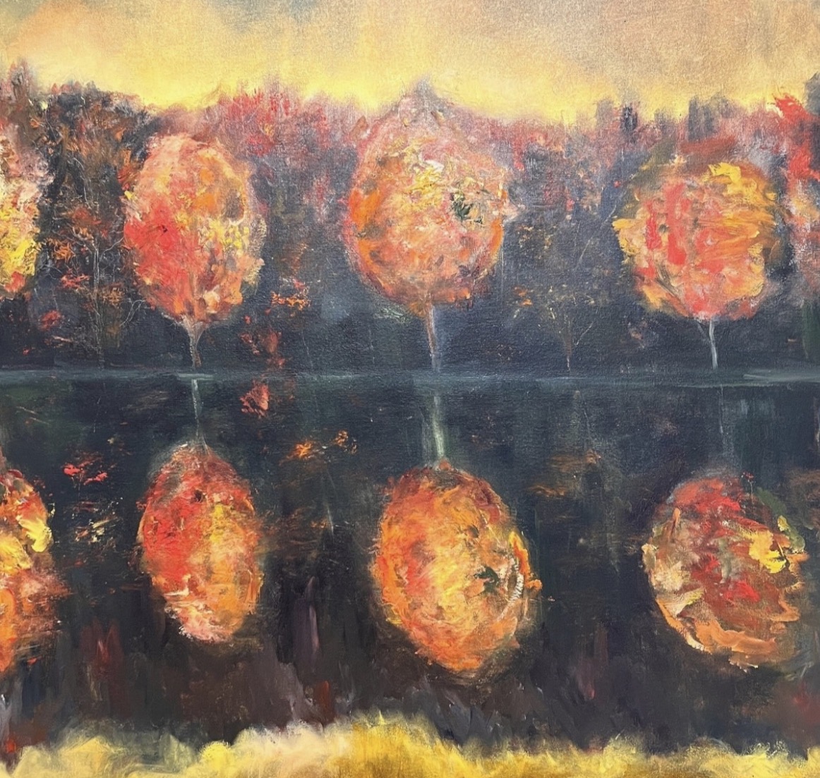 Detail of the painting Autumn Reflection by Marina Stognieva